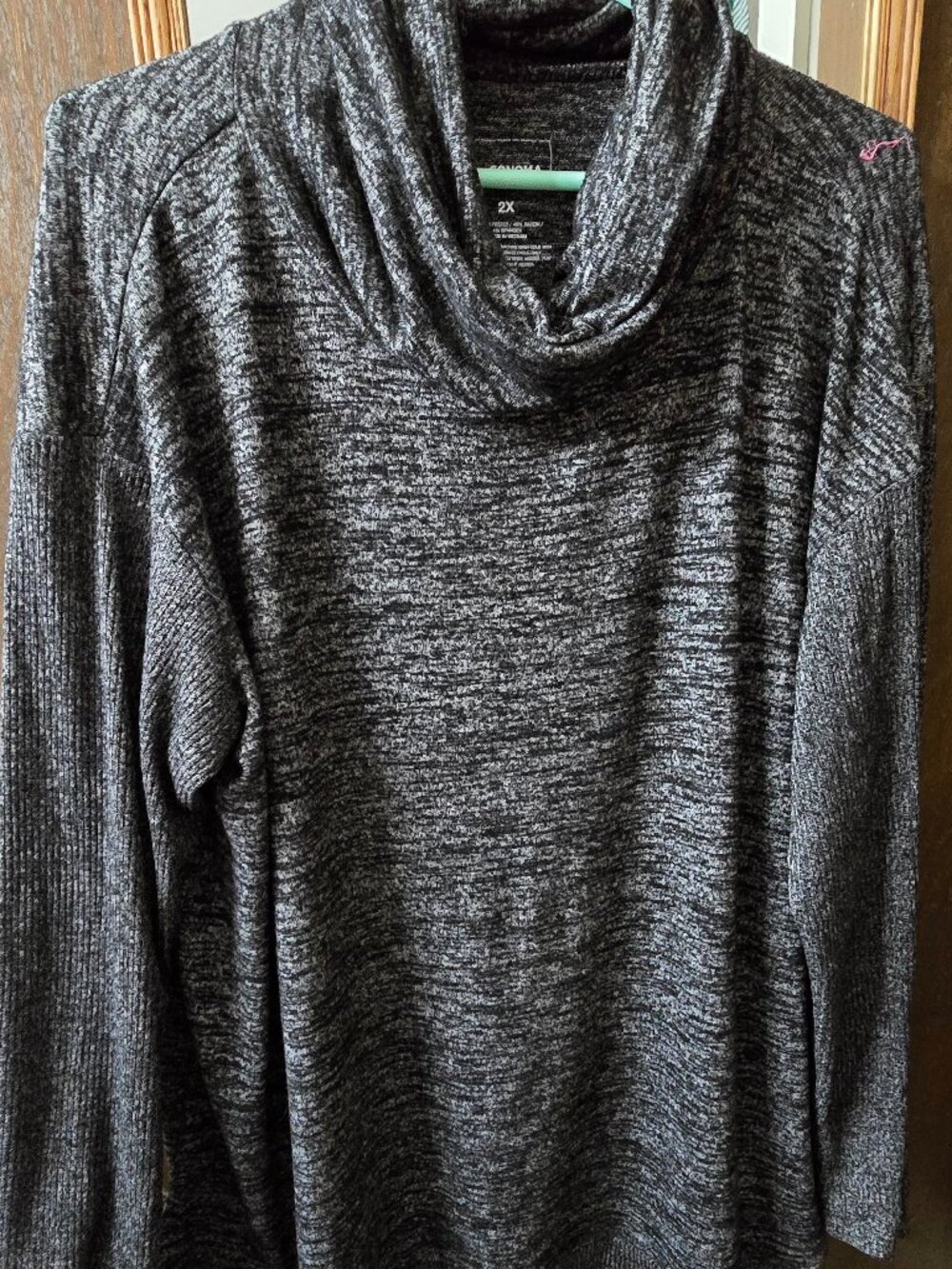 Sonoma Marled Gray Cowl Neck Sweater 2XL Plus Size Soft Cozy